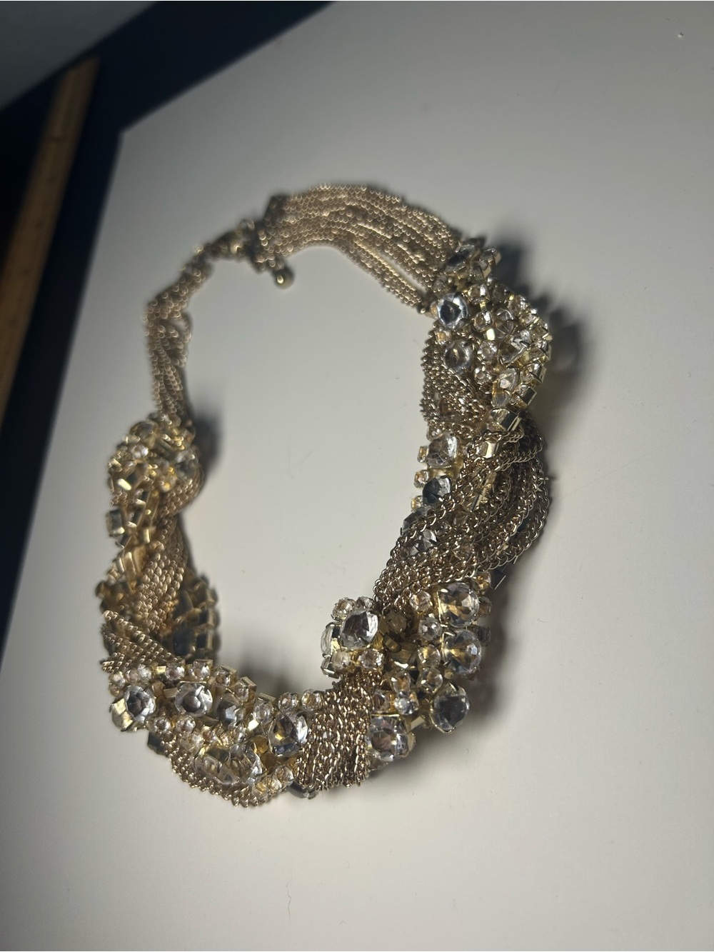 Gold Crystal Braided Statement Necklace - Women's Jewelry